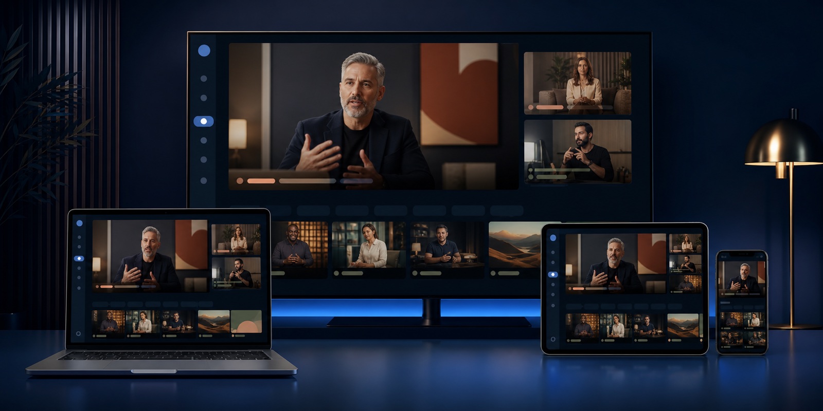 Example AtomGo video platform on desktop, mobile and television